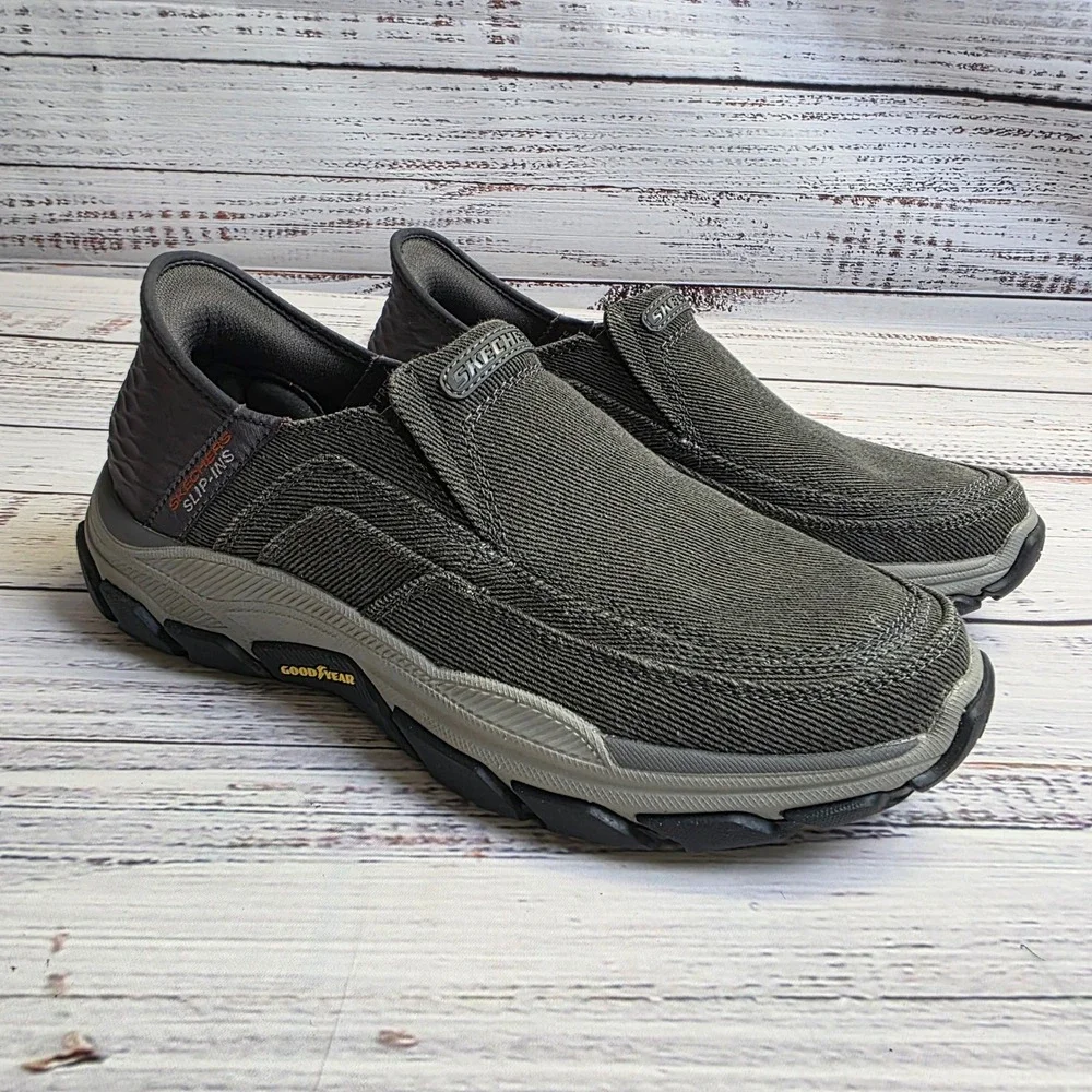 Skechers Slip-ins Relaxed Fit Respected Holmgren Mens 8 Charcoal Grey 204809